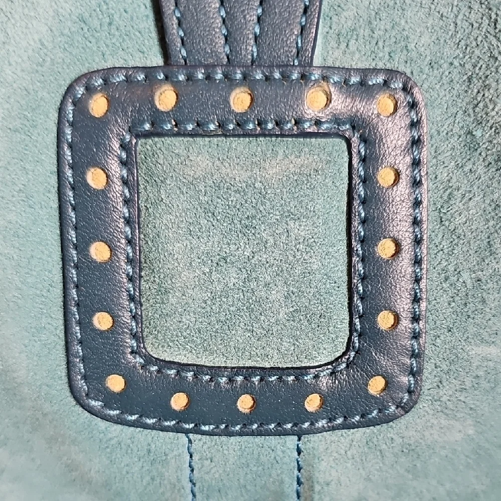 Coach 2006 Hamptons Suede Hobo Bag Teal Blue with Silver Hardware